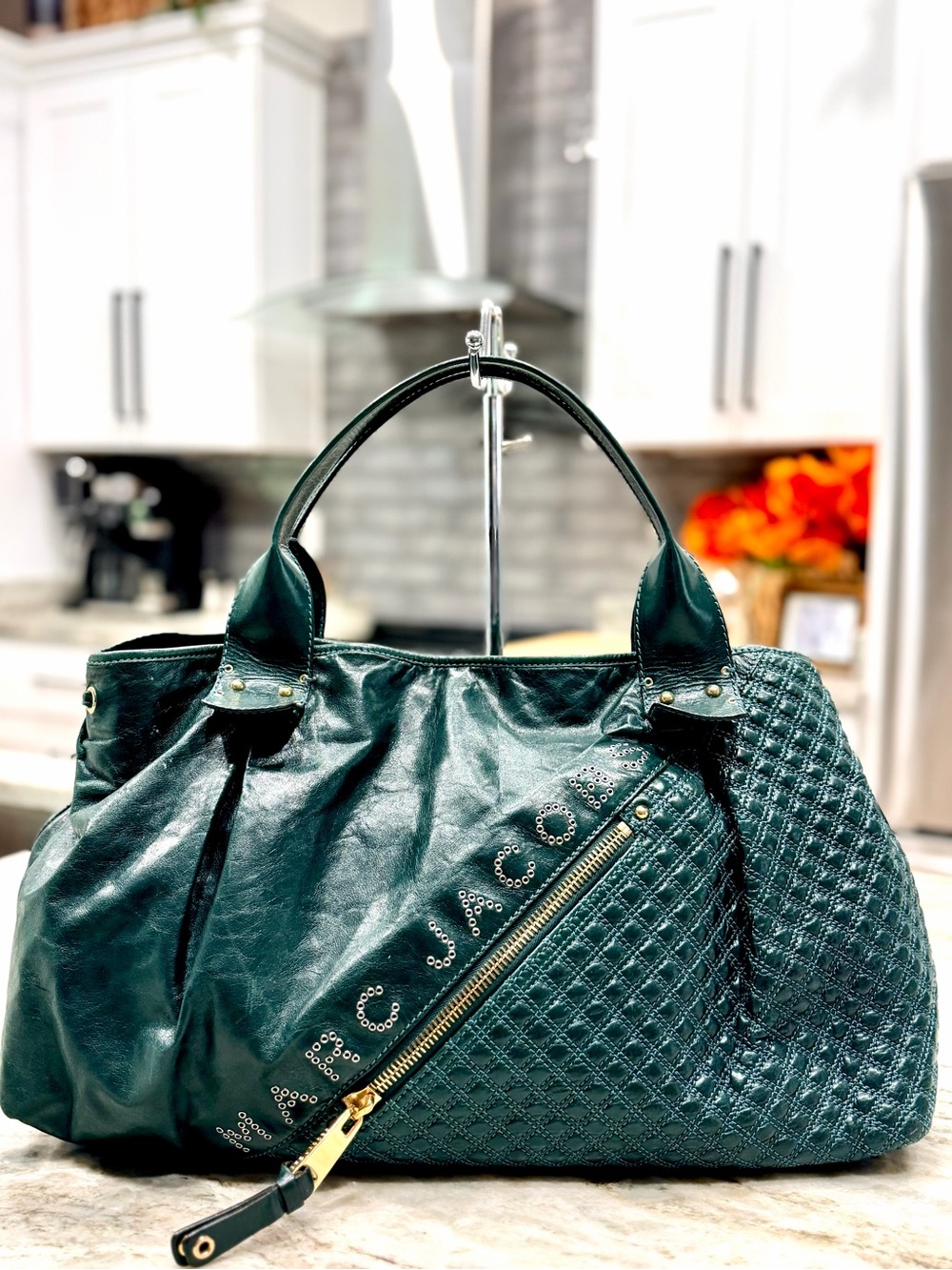 Marc Jacobs Authentic Emerald Green Quilted Leather Tote Bag